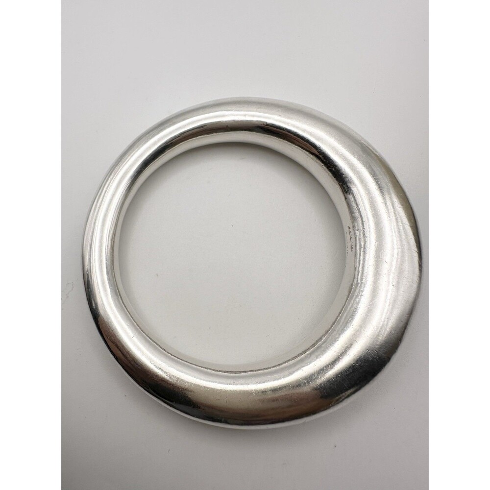 Vintage Sterling Silver Modernist Bangle Bracelet 7.85”